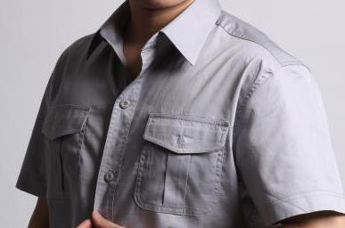 灰色短袖純棉吸汗工作服訂做細(xì)節(jié)圖